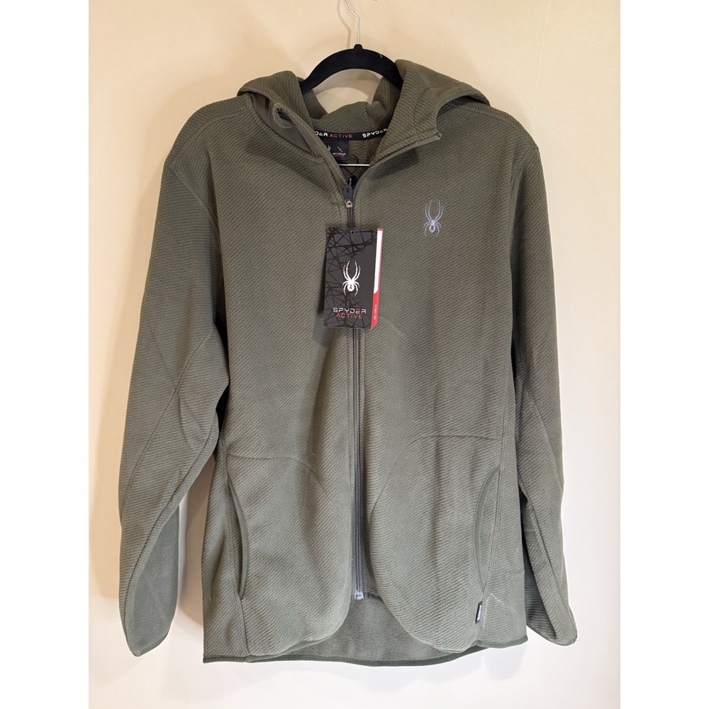 NWT Spyder Active Mens Zip Up Hooded Lightweight Green Jacket Size Large